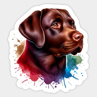 Bright Watercolor Chocolate Labrador Sticker